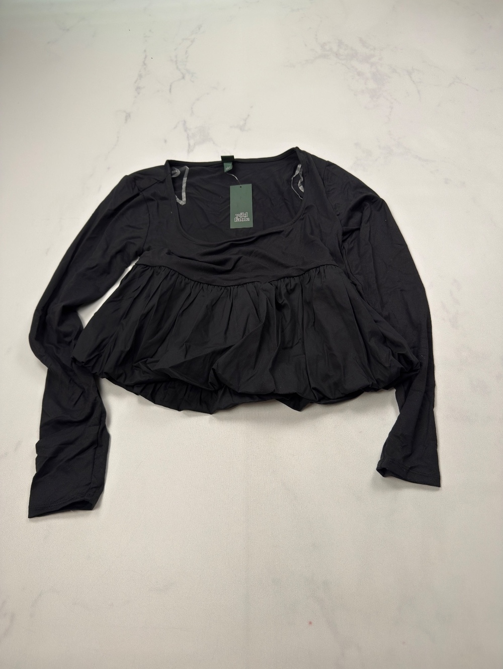 Wild Fable Peplum Top Black Trendy Layered Look - Womens L